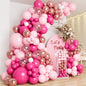 Pink Balloon Garland Arch Kit with Different Size Hot Pink White Metallic Rose Gold Confetti Balloons for Birthday Princess Theme Baby Shower Wedding Valentine's Party Decorations