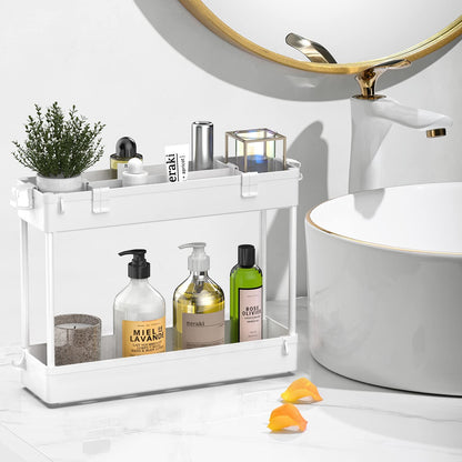 Slim Storage Cart 3 Tier,Bathroom Organizer Rolling Utility, Mobile Shelving Unit Slide Out for Office, Kitchen, Laundry Room & Narrow Places,White