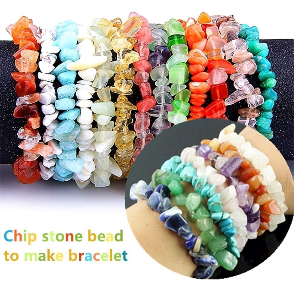 500pcs Natural Chip Stone Beads Multicolor 5mm to 8mm Irregular Gemstone Healing Crystal Loose Rocks Bead Hole Drilled DIY for Bracelet Necklace Earrings Jewelry Christmas Making Craft