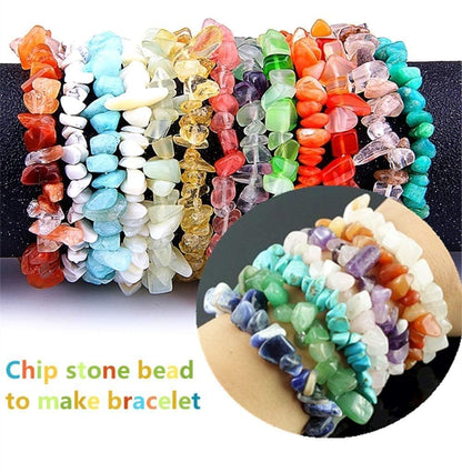 500pcs Natural Chip Stone Beads Multicolor 5mm to 8mm Irregular Gemstone Healing Crystal Loose Rocks Bead Hole Drilled DIY for Bracelet Necklace Earrings Jewelry Christmas Making Craft
