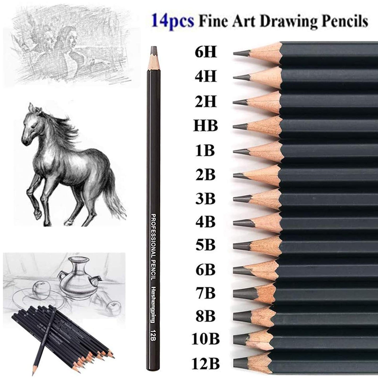 Sketching Pencil Set Drawing Pen Charcoal Sketch Kit Cover Graphite Charcoal Watercolor Pencils Paper Erasable Pen Beginners Artist Children and Adults(39pcs Art Supplies)