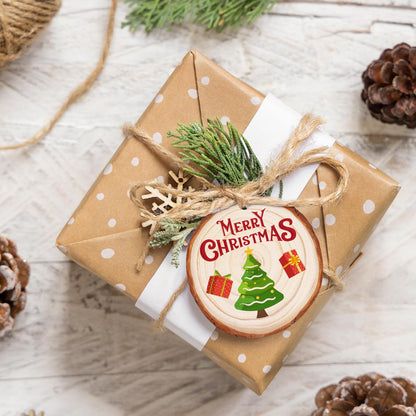 Natural Wood Slices 30Pcs 2.4-2.8'' Craft Wood Kit Christmas Ornaments Unfinished Predrilled with Hole Wooden Circles for Arts and Crafts Christmas Holiday Ornaments DIY Crafts