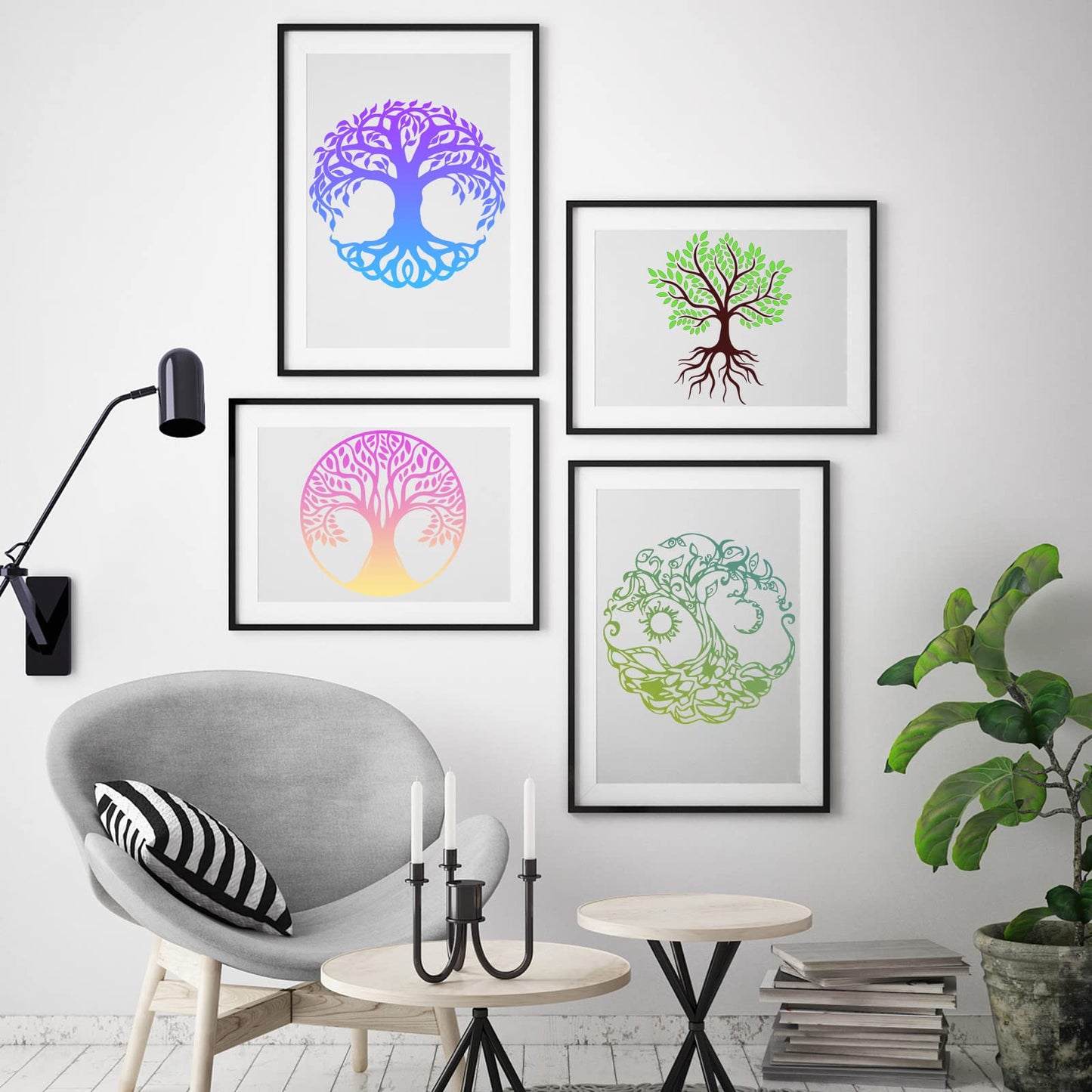 16Pcs 6 x 6 Inch Tree of Life Stencil, Reusable Stencils for Painting on Wood Decoration Painting Templates for Wall Floor DIY Decorations Christmas Gifts for Kids
