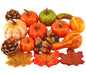 Mixture of Artificial Pumpkins, Lifelike Maple Leaves, Realistic Acorn with Natural Cap, Pine Cones for Festival Halloween Thanksgiving Fall Harvest Home Decoration(50pcs)