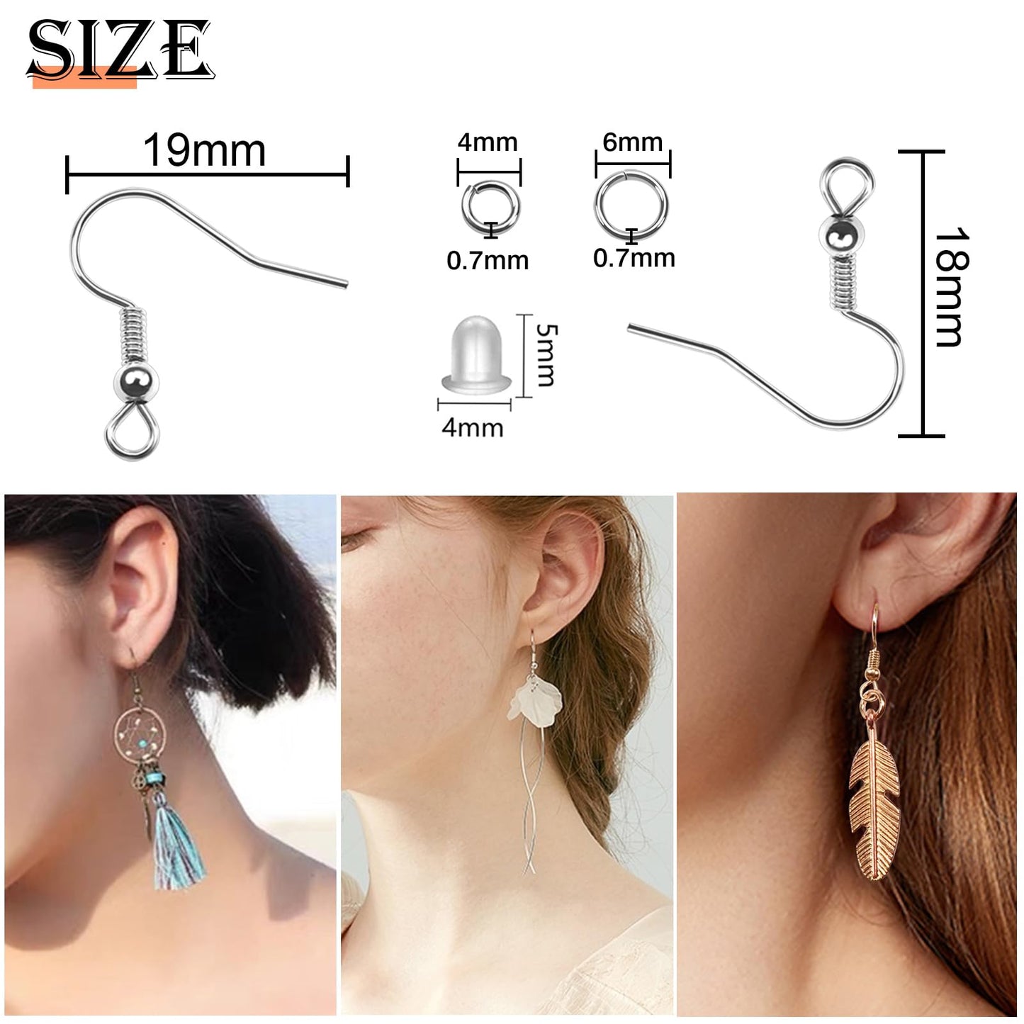 150pcs Hypoallergenic Earring Hooks Mixed Colors Ear Wire Hooks Earring Making Kit with 1000pcs Open Jump Rings 200pcs Earring Backs for Jewelry Making Findings