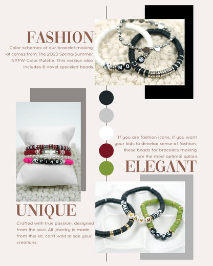 7500 Pcs Clay Beads Bracelet Making Kit, 2 Boxes 24 Colors Polymer Heishi Beads for Jewerly Making, Alphabet Letter Spacer Smile Face Evil Eyes Beads, Craft Gift for Kids Teens Adults