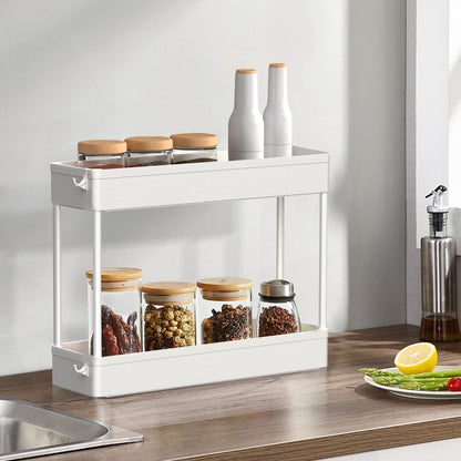 Slim Storage Cart 4 Tier,Bathroom Organizer Rolling Utility, Mobile Shelving Unit Slide Out for Office, Kitchen, Laundry Room & Narrow Places,White