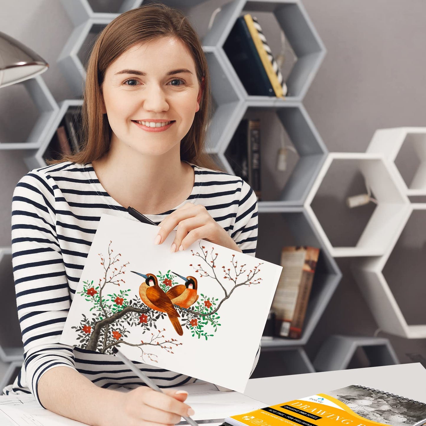 3 x Drawing Paper Pads 9” x 12” | 300 Sheets | 60lbs 85g | Acid Free Sketchbook Paper for Dry Media | Top Spiral Bound Sketchpad for Kids, Beginners, Artists & Professionals