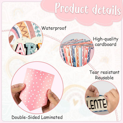 32pcs Classroom Bulletin Board Decorations Set - Boho Rainbow Motivational Words Cutouts Bulletin Decorations for Teachers School Classroom Bulletin Board