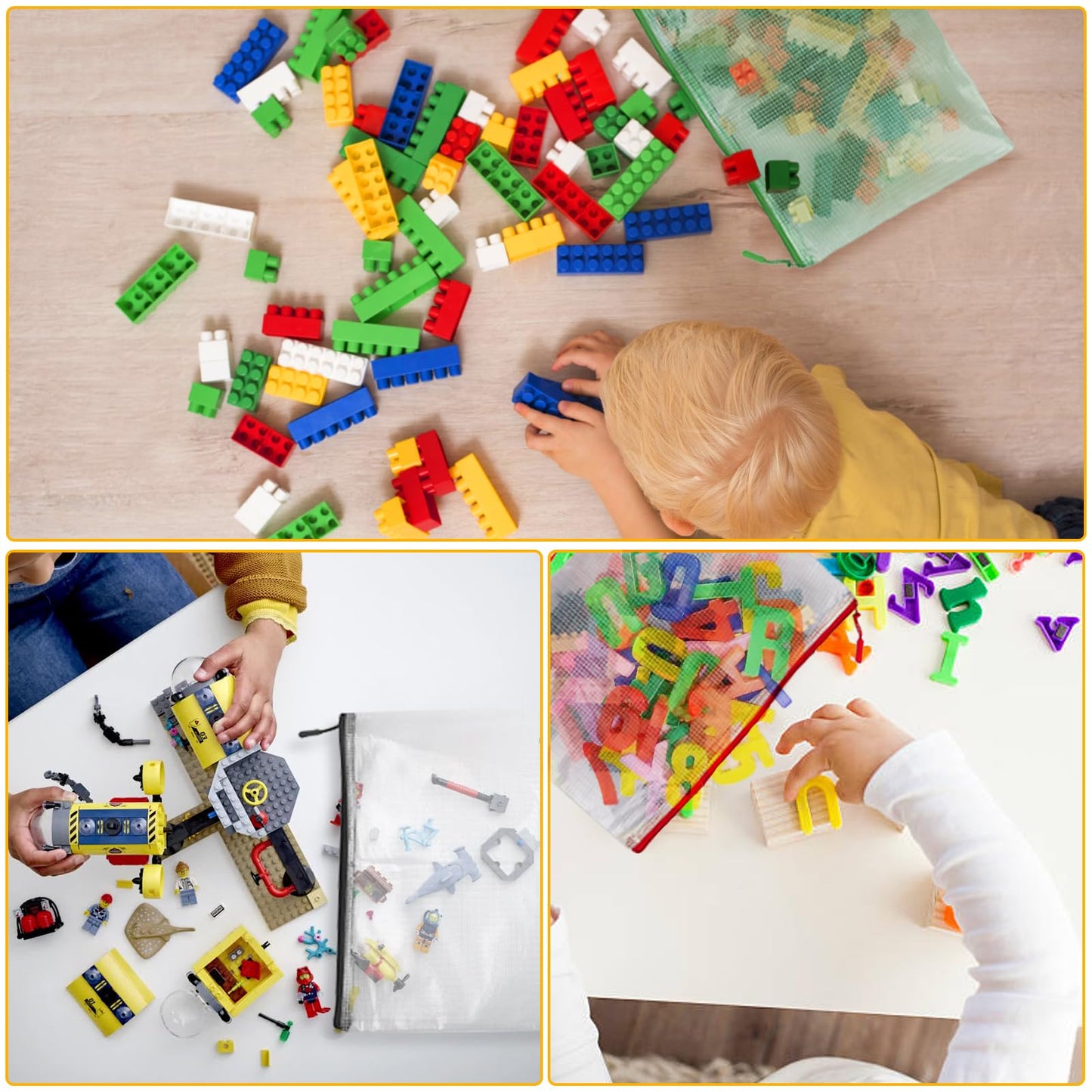 24pcs Mesh Zipper Pouch Bags - A4 Zipper Bags for Classroom Organization, Board Game & Puzzle Storage