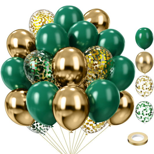 Green and Gold Balloons, 57pcs 12 Inch Dark Green and Metallic Gold for Birthday, Graduation, St. Patrick's Day, Jungle Party Decoration