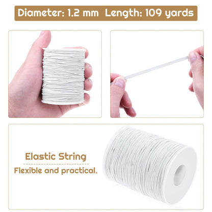 Elastic String, Selizo Stretchy Cord For Bracelets, Necklace, Beading and Sewing (1.2 MM, 109 Yards, White)
