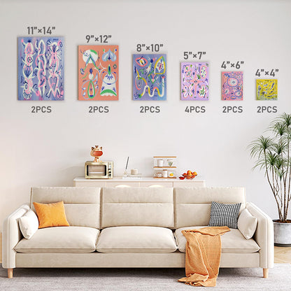 Canvas for Painting, 14 Pcs Muti Pack Stretched Painting Canvas, Blank Paint Canvas for Acrylic, Oil, Art Supplies for Artists, Adults 4x4,4x6, 5x7, 8x10,9x12, 11x14 Set of 14