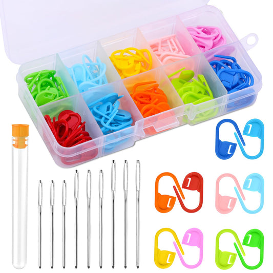 Stitch Markers for Knitting and Crochet, 120pcs Plastic Crochet Stitch Markers Locking Clips with 12 Colors Lightweight, Snag-Free Design for Yarn Crafts, Sweater Making & DIY Projects