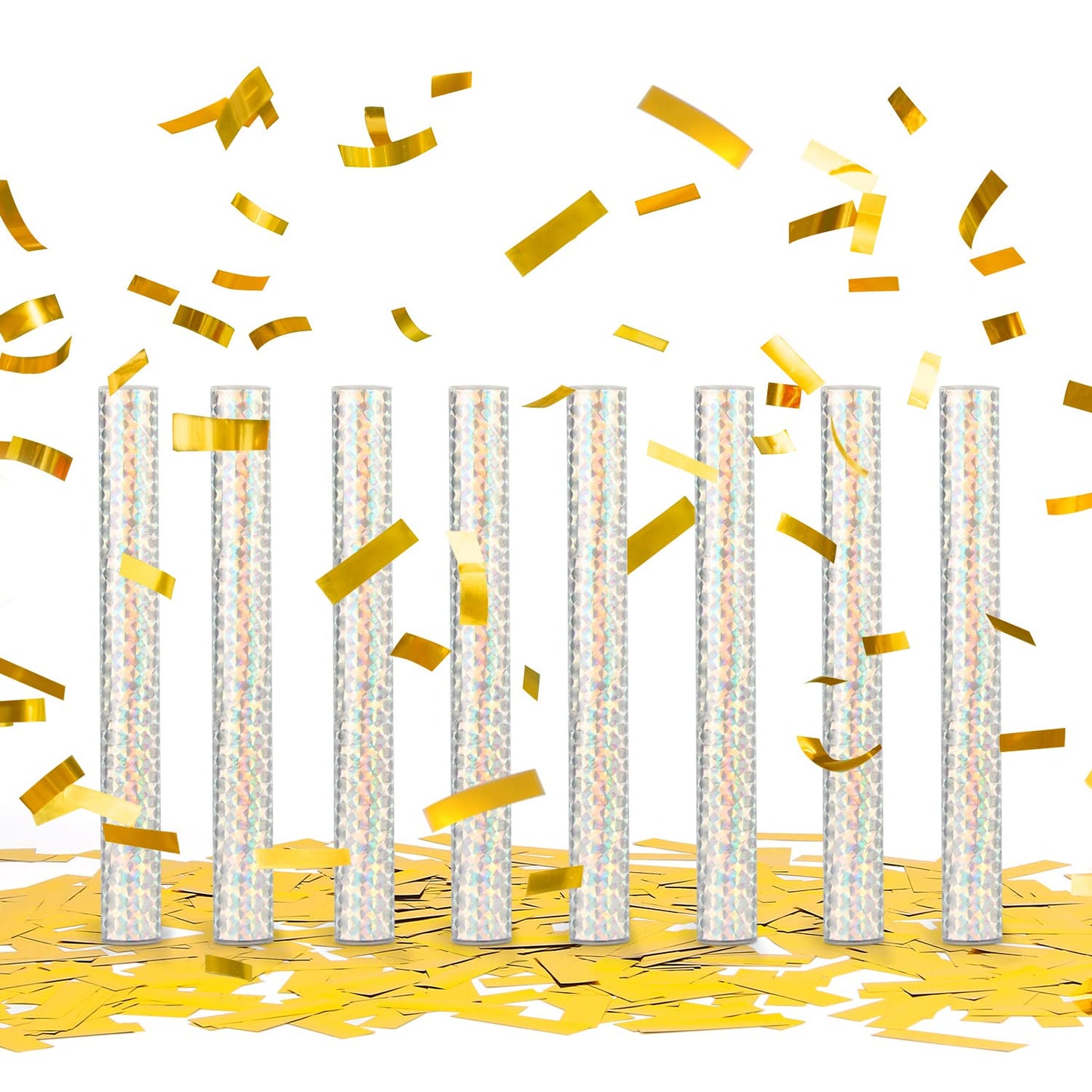 8Pack Gold Metallic Confetti Sticks, Confetti Flick Flutter Shoots Popper for Graduation, Birthday Party, Wedding, Anniversary Parties Supplies, Square, 7.8inch
