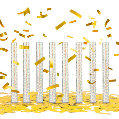 8Pack Gold Metallic Confetti Sticks, Confetti Flick Flutter Shoots Popper for Graduation, Birthday Party, Wedding, Anniversary Parties Supplies, Square, 7.8inch