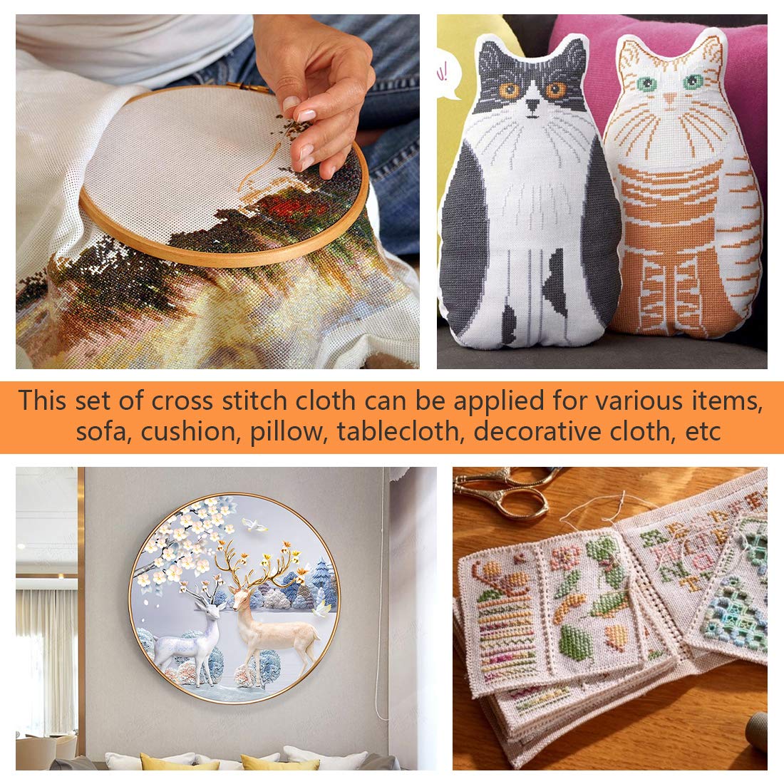 Classic Reserve Aida Cross Stitch Fabric, 14 Count White Cotton Cloth for Embroidery (59 x 39 Inch)