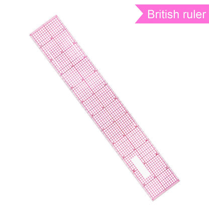 6 Pieces Clear Rulers Sewing Transparent,Plastic,Beveled,French Inch,Metric and L-Square Rulers Measuring Tool Set with 2 Grid Scales for Clothes Design