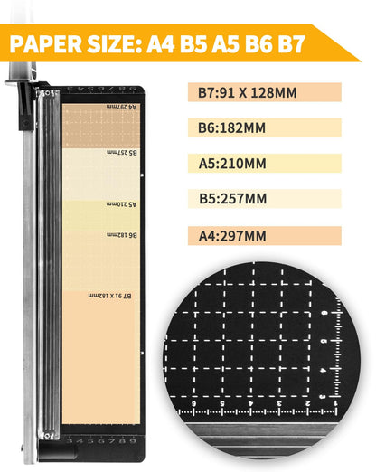 Paper Cutter 12 Inch, 8 Sheet Capacity, Heavy Duty Paper Cutter for Cardstock, Guillotine Paper Trimmer for Crafting, Classroom and Office