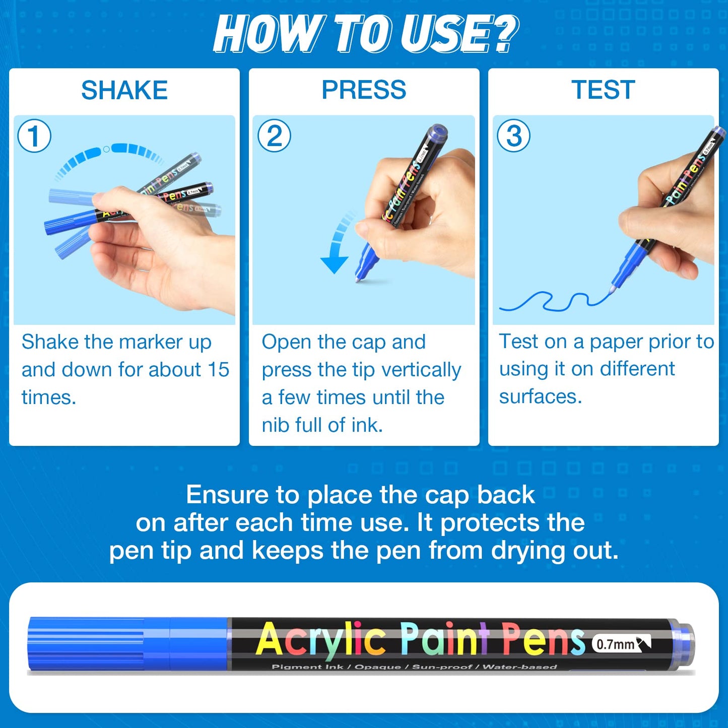 Acrylic Paint Pens Paint Markers Set of 18: Fine Point for Rock Painting Glass Wood Ceramic Fabric Metal Canvas Easter Eggs Pumpkin Kit, Drawing Art Crafts for Adults Scrapbooking Supplies