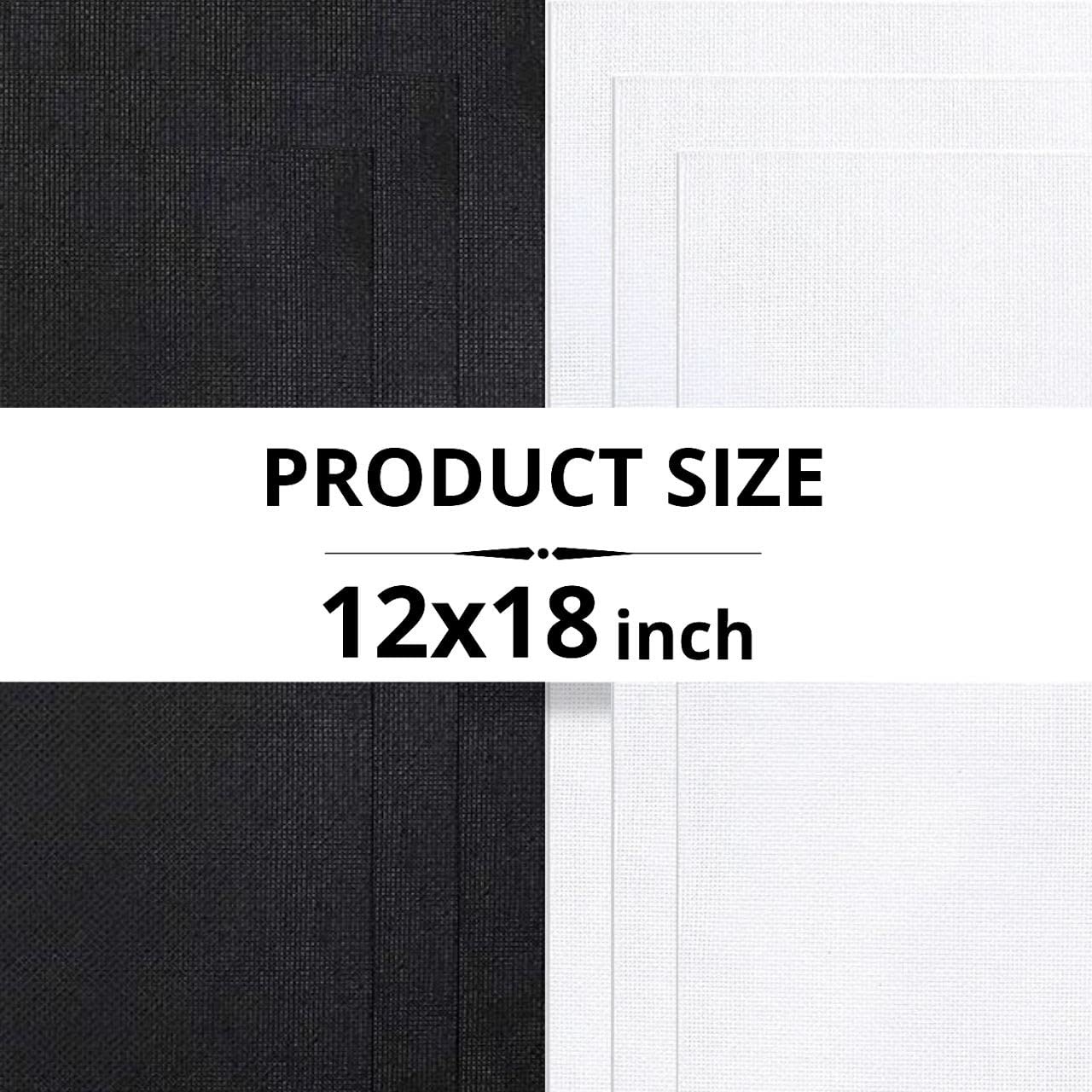 6PCS Aida Cloth 14 Count 3 Pieces Black Cross Stitch Fabric and 3 Pieces White Cross Stitch Fabric Cotton Embroidery Cloth for Needlework 14 Count for Craft Embroidery