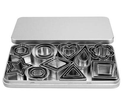Mini Cookie Cutters Set- Small Heart Star Flower Round Square Hexagon Oval Diamond - 30Pcs Stainless Steel Cookie Cutters - Polymer Clay Cutters Mini Fruit Cutter Small Biscuit Cookie Cutters for Kids