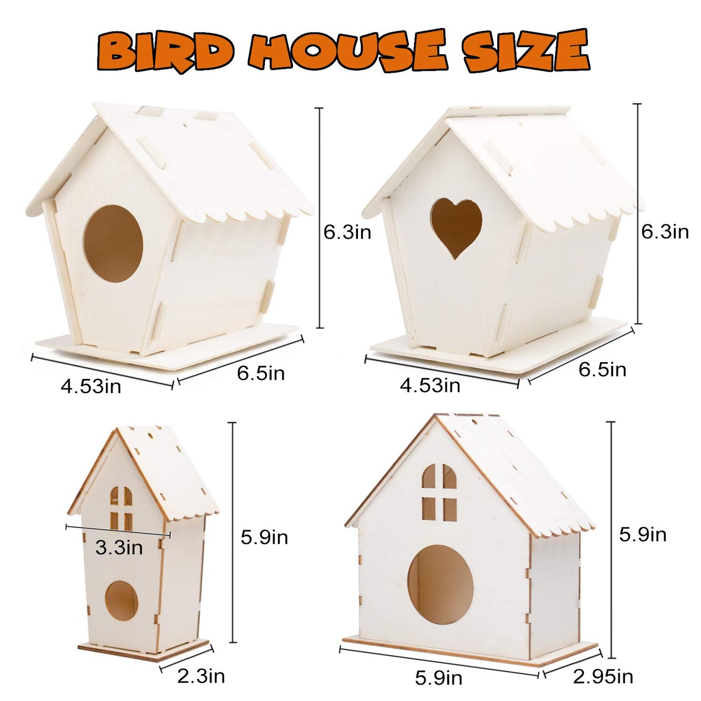 4 Pack Bird House Crafts for Kids Ages 5-8 8-12, Buildable DIY Birdhouse Kit for Children to Build, 3+ Summer Arts and Craft Projects with Paint, Boy Girl Gift Christmas