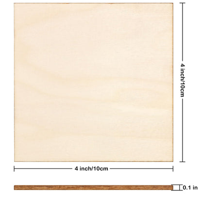 50PCS 4x4 Inch Wood Squares Unfinished Square Wood Pieces for Crafts,Painting, Writing, DIY Supplies, Engraving and Carving, Home Decorations (4x4 Inch 50Pcs)