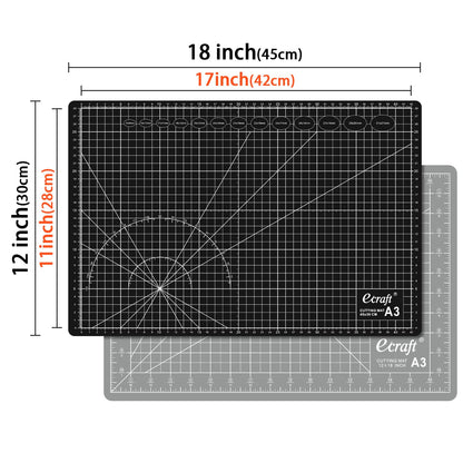 Self Healing Cutting Mat:18"x12" Double Sided 5-Ply Hobby Mat, A3 Rotary Cutting Sewing Mat for Crafts, Fabric,Sewing,Quilting,Scrapbooking,Projects,Grey/Black