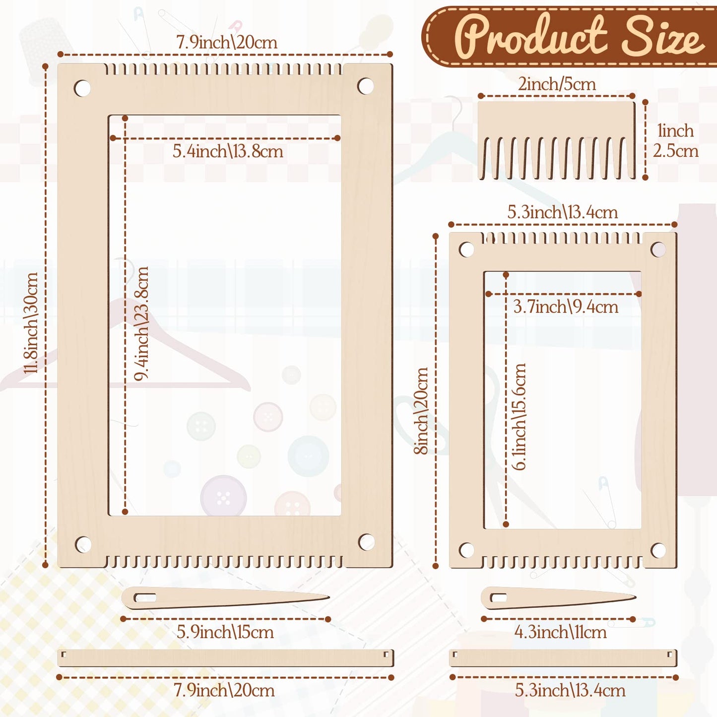 7 Pcs Weaving Loom Kit Small Weaving Loom for Beginners Wooden DIY Arts and Crafts with Wooden Stick,Comb,Crochet Needle for Adults Beginners Lovers Mother's Day Father's Day Birthday Gifts