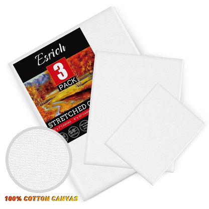 3 Pack Canvases for Painting with Multi Pack 11x14, 5x7, 8x10, Painting Canvas for Oil & Acrylic Paint