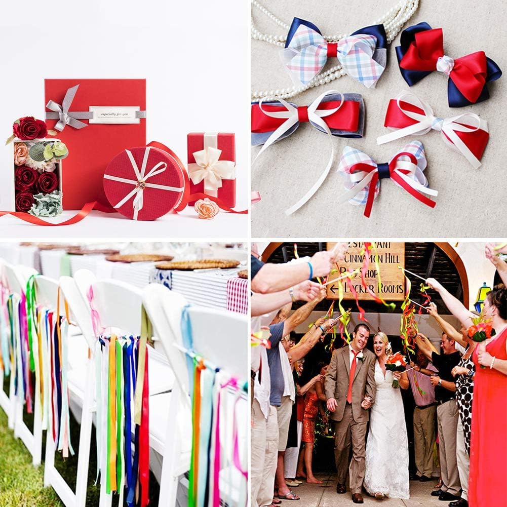 500 Yard Fabric Ribbon Satin Ribbon Rolls Silk Satin Roll, 25 Yard/Rolls, 20 Rolls, Satin Ribbon for Gift Package Wrapping Ribbon Bow Making Crafts Sewing Party Wedding, 2/5 Inch Wide