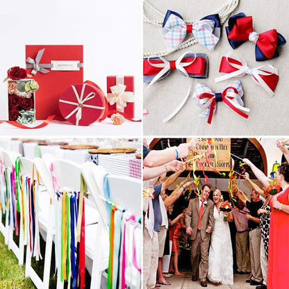 500 Yard Fabric Ribbon Satin Ribbon Rolls Silk Satin Roll, 25 Yard/Rolls, 20 Rolls, Satin Ribbon for Gift Package Wrapping Ribbon Bow Making Crafts Sewing Party Wedding, 2/5 Inch Wide