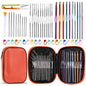 54 Pcs Crochet Needles Set, Crochet Hooks Kit with Storage Case, Ergonomic Knitting Needles Stitch Marker DIY Hand Knitting Craft Art Tools for Beginners