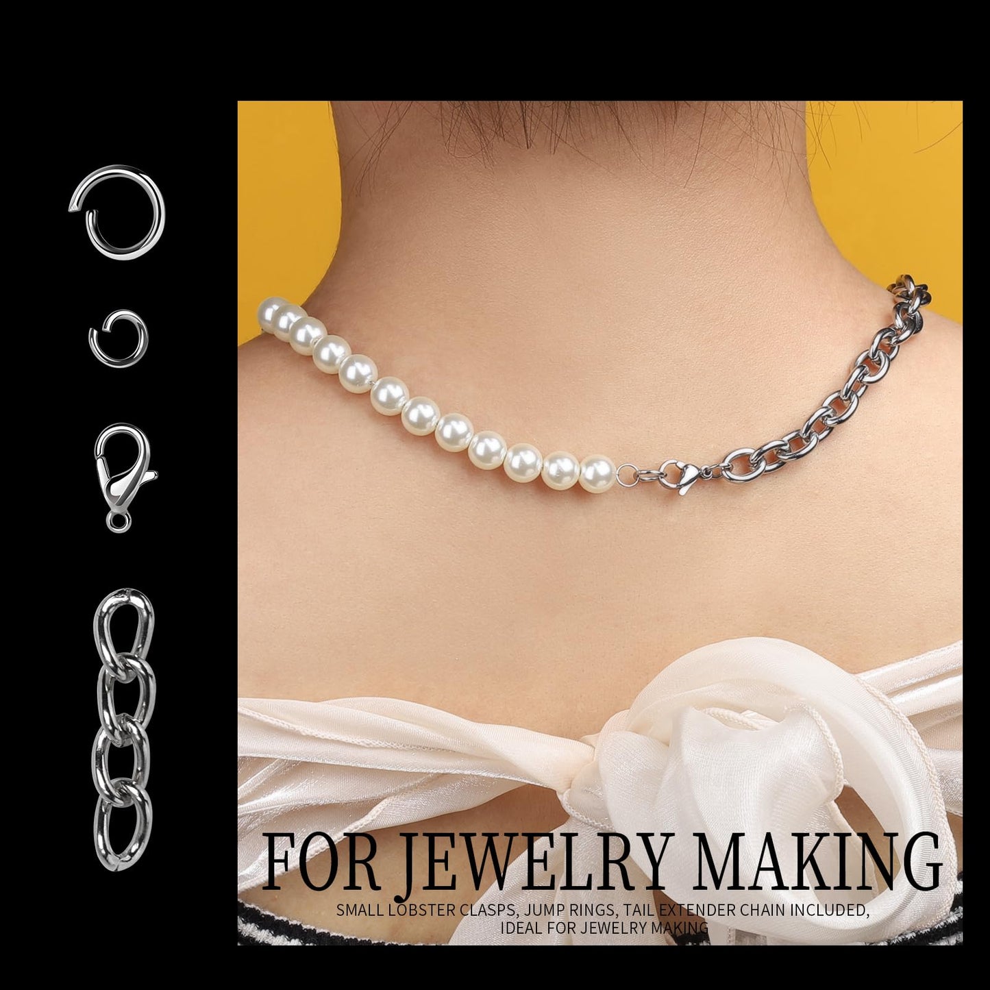 265PCS Keychains Clips with Key Rings, Keychain, Metal Lobster Claw Clasps and Key Chain Rings, Key Chains Key Rings Bulk, Keychain Rings, Keychains Making Kit Clip for Keys Crafts, Silver