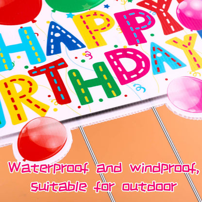 2 Pack Outdoor Lawn Decorations - Birthday Cake & Balloons Yard Signs with Stakes for Home Party Decorations