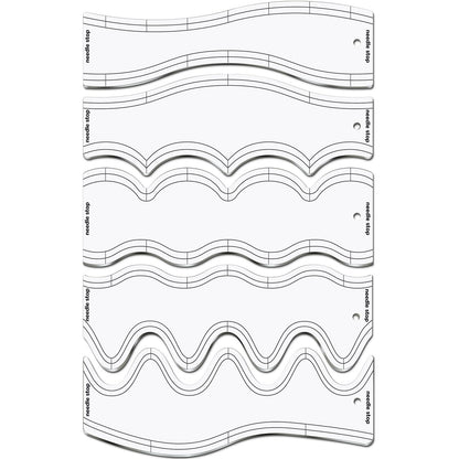 5 Pcs Quilting Ruler and Templates 10.24 Inches Waves Ruler Acrylic Quilting Templates for Machine Quilting Free Motion Quilting Stencils Wavelengths Sewing Rulers for Patchwork Splicing