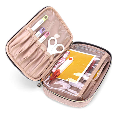 Carrying Case Compatible with Cricut Tools Set, Accessories Organizer Bag for Craft Pens and Basic Tools, Dusty Rose (PATENTED DESIGN)