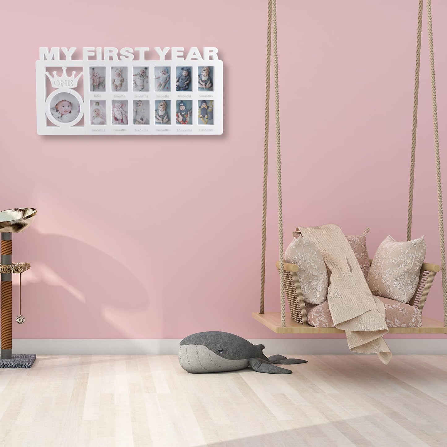 Baby Picture Frames My Frist Year Photo Keepsake for Baby 1-12 Months Memory, White