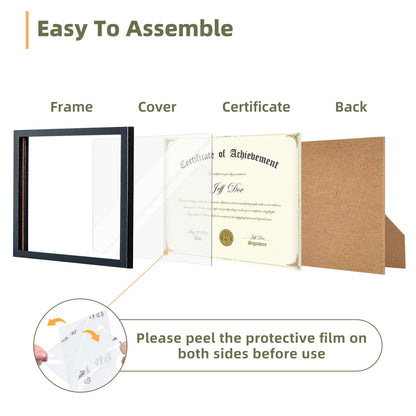 8.5x11 Picture Frames Certificate Frame | 4 Pack Document Frames Bulk for Diploma, Degree, Photograph, and Photos | Tabletop or Wall Mount | Black