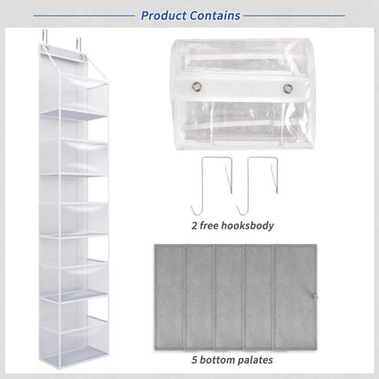 5-Shelf Over The Door Hanging Pantry Organizer, Room Organizer with Clear Plastic Pockets, 25lb Ultra Sturdy & Large Capacity for Closet, Bedroom, Nursery, Bathroom and Sundries