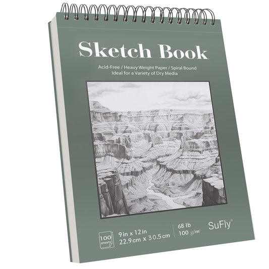 Sketch Book 9x12, Drawing Paper Pad,100 Sheets, Top Spiral Sketch Pad, 68lb/100gsm Sketchbook for Kids, Art Supplies for Adults, White.
