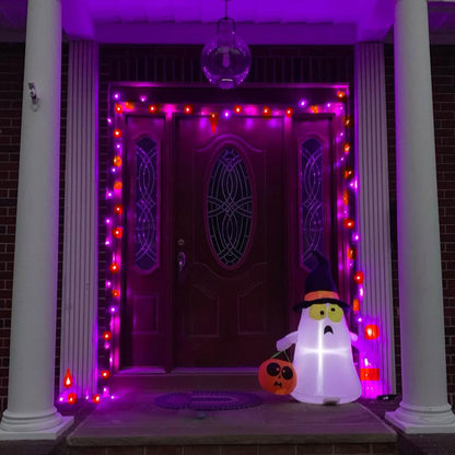 Purple and Orange Halloween Lights, 20FT 100 Count Incandescent Mini String Lights, Waterproof Halloween Decorations for Outdoor Indoor Patio Home Party Garden Yard Decor