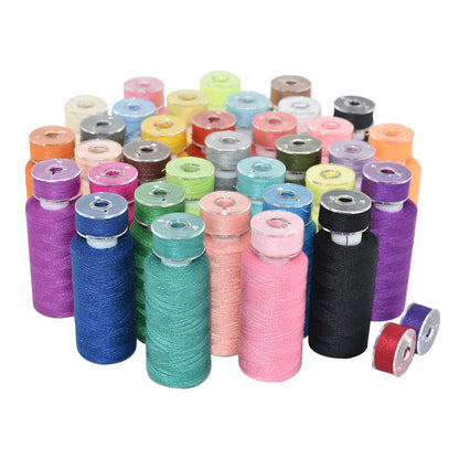 72Pcs 36 Colors Sewing Thread Set with Matching Prewound Bobbin Threads and Case, 550 Yards per Polyester Thread, Popular Colors for Hand & Machine Sewing