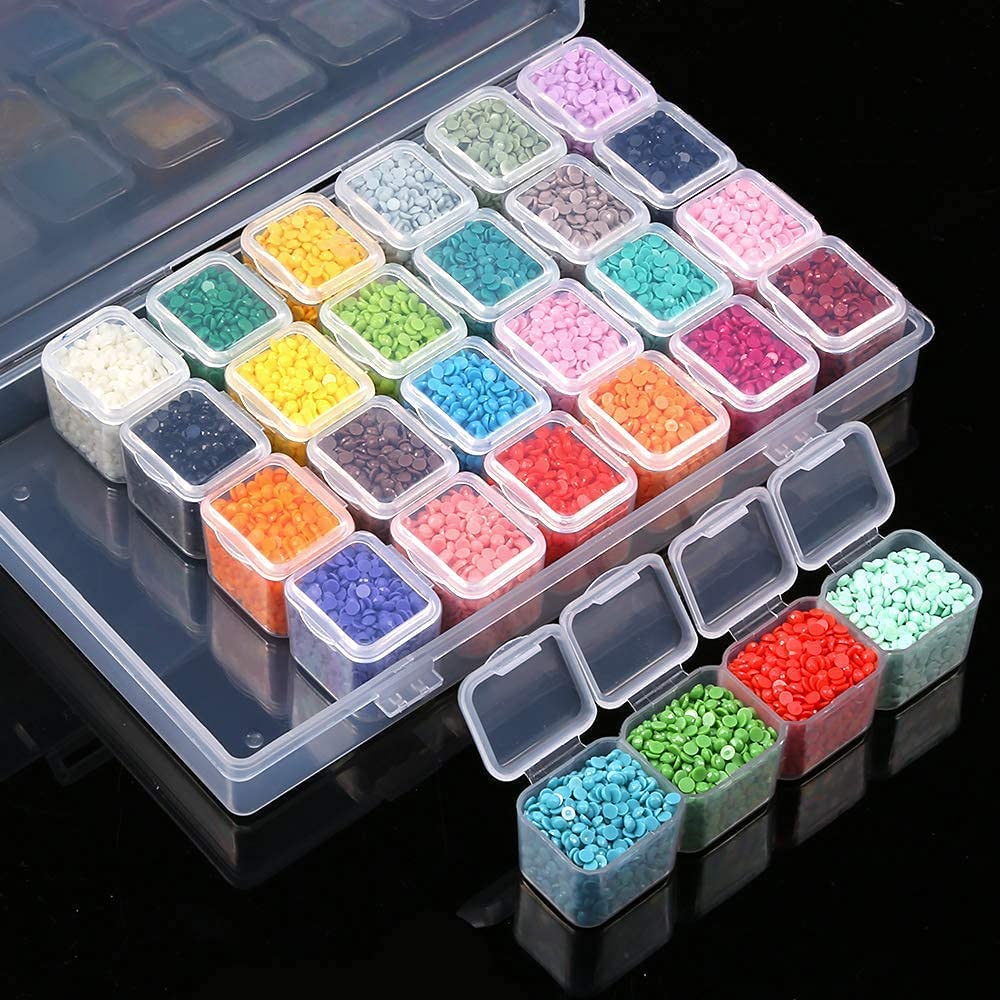 2 Pack 28 Slots Plastic Craft Organizer Case Diamond Storage Box(2pcs)