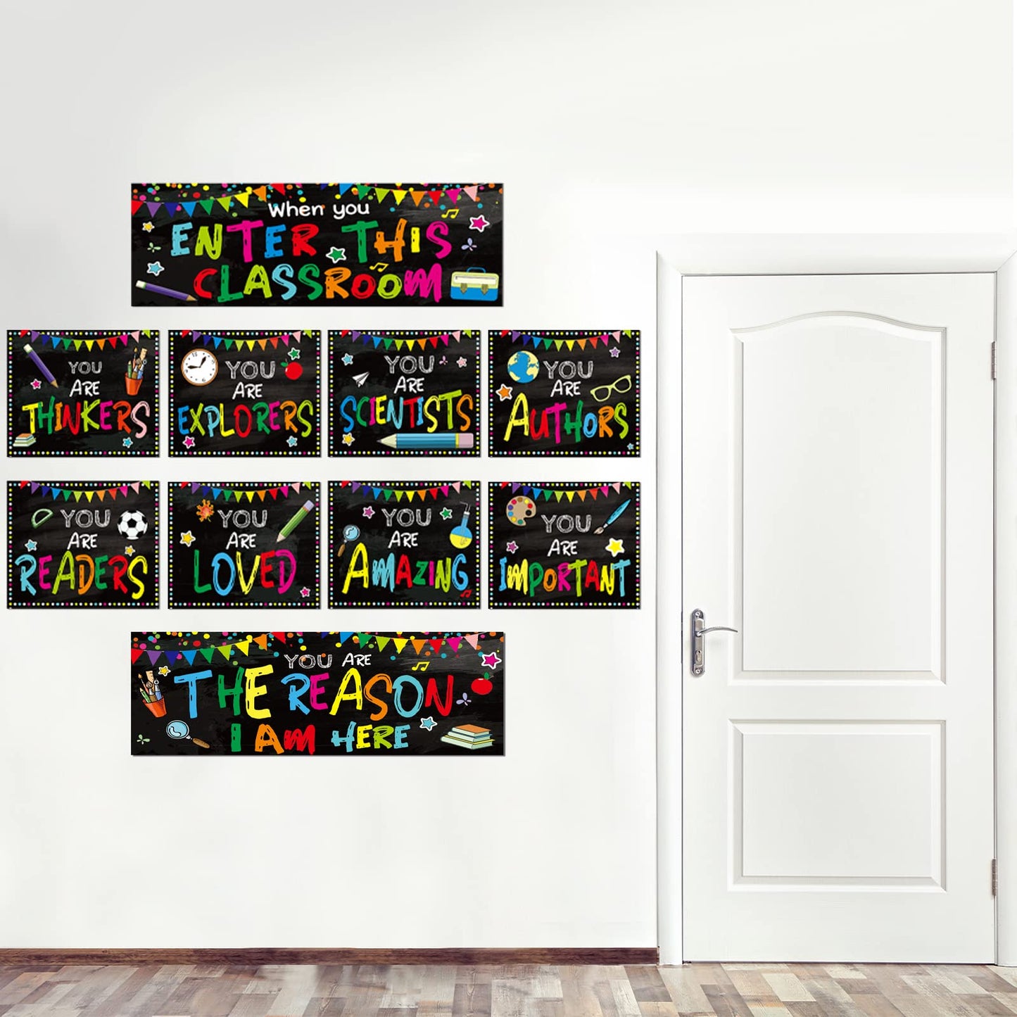 Decorations Bulletin Board Poster Banner Set Classroom Party Supplies for Kindergarten Pre-School Primary High School(When You enter Classroom)