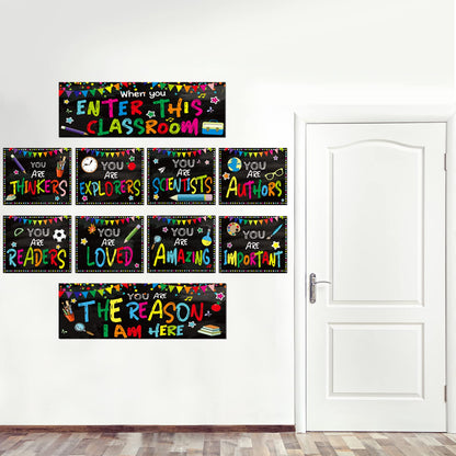 Decorations Bulletin Board Poster Banner Set Classroom Party Supplies for Kindergarten Pre-School Primary High School(When You enter Classroom)