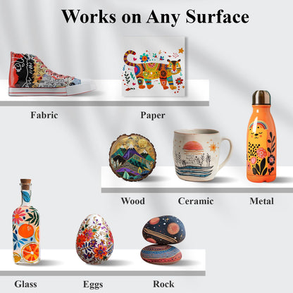 Acrylic Paint Markers, 24 Colors Paint Pens Acrylic Markers for Rock Painting, Wood, Ceramic, Glass, DIY Crafts & Art Supplies.