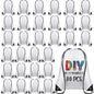 30 Pcs Blank Sublimation Drawstring Bags Drawstring Backpack Bulk Heat Press Reusable Polyester Sublimation Bags Cinch Sackpack for Gym Sport DIY Craft, White