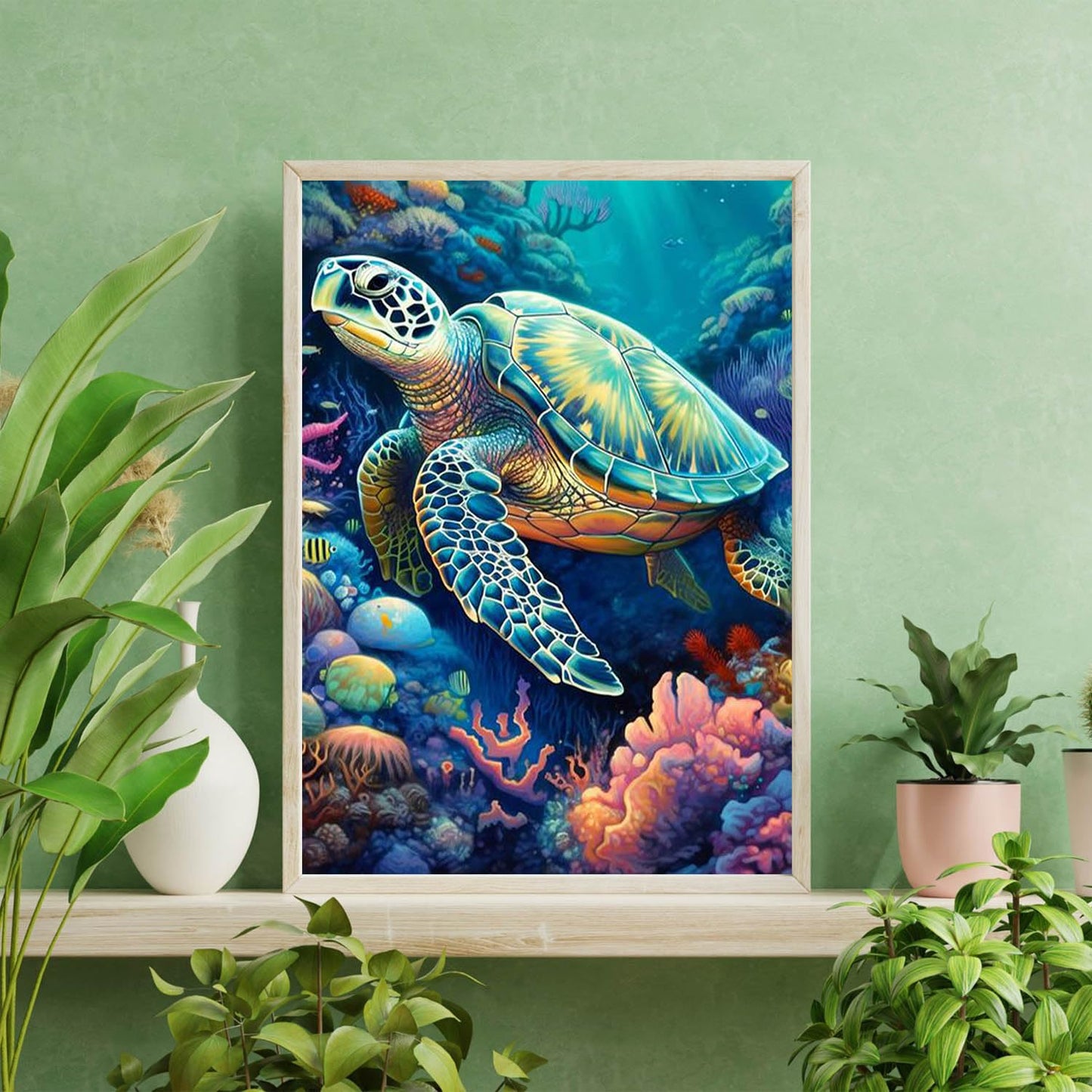 Cross Stitch Kits for Adults - Turtle Stamped Crossstitching Kits Preprinted 11 Count Cross-Stitch Kit for Beginner, 11CT Prestamped Easy Pattern Needlepoint Kits Crafts for Decor